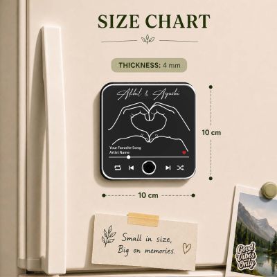 Spotify Style Musical Fridge Magnet with Custom Names & Favorite Song Rechargeable Music Player Gift for Loveable Person & Long Distance Relationship